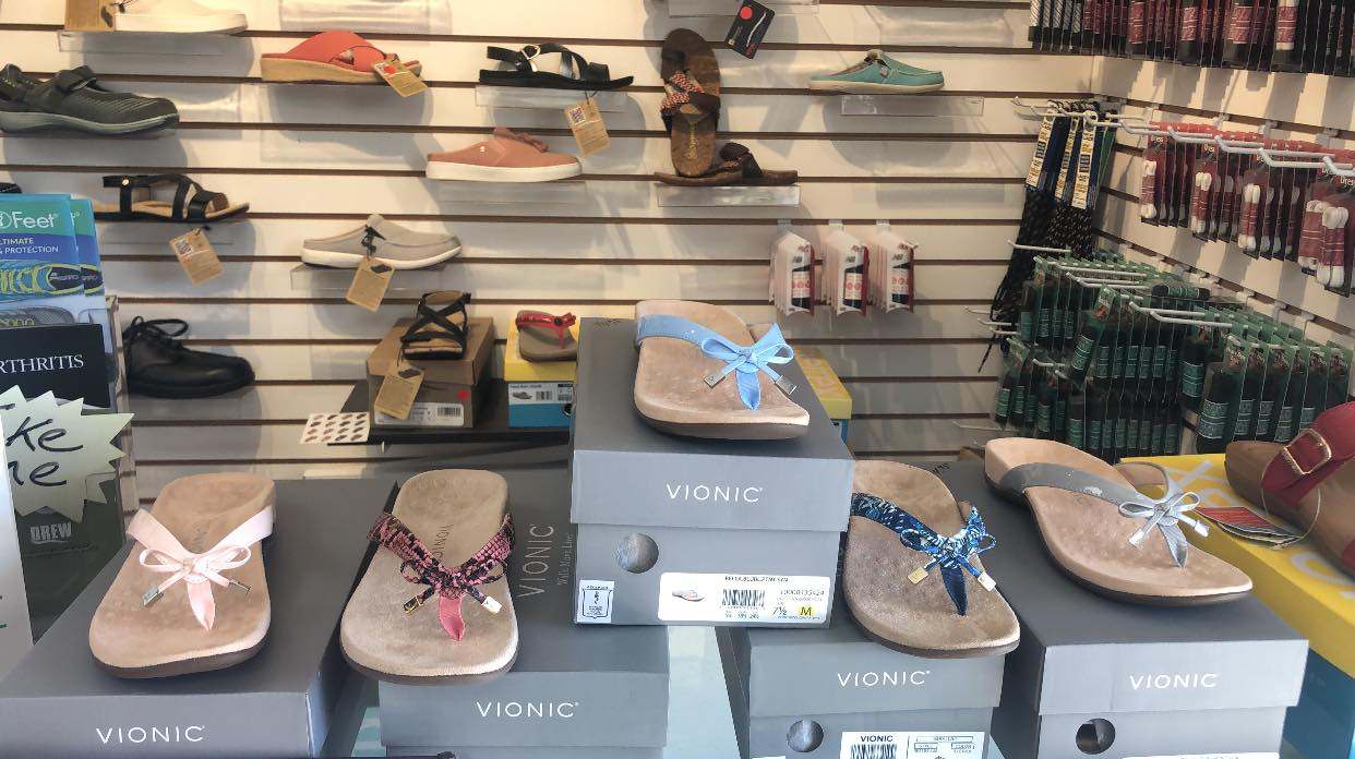 Vionic sandals on display in the shop